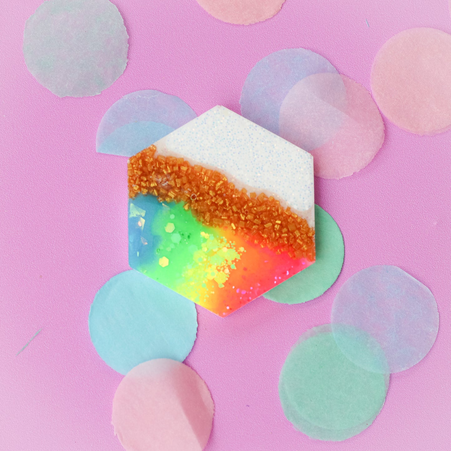 Medium Neon Hexagon Shaped Tag