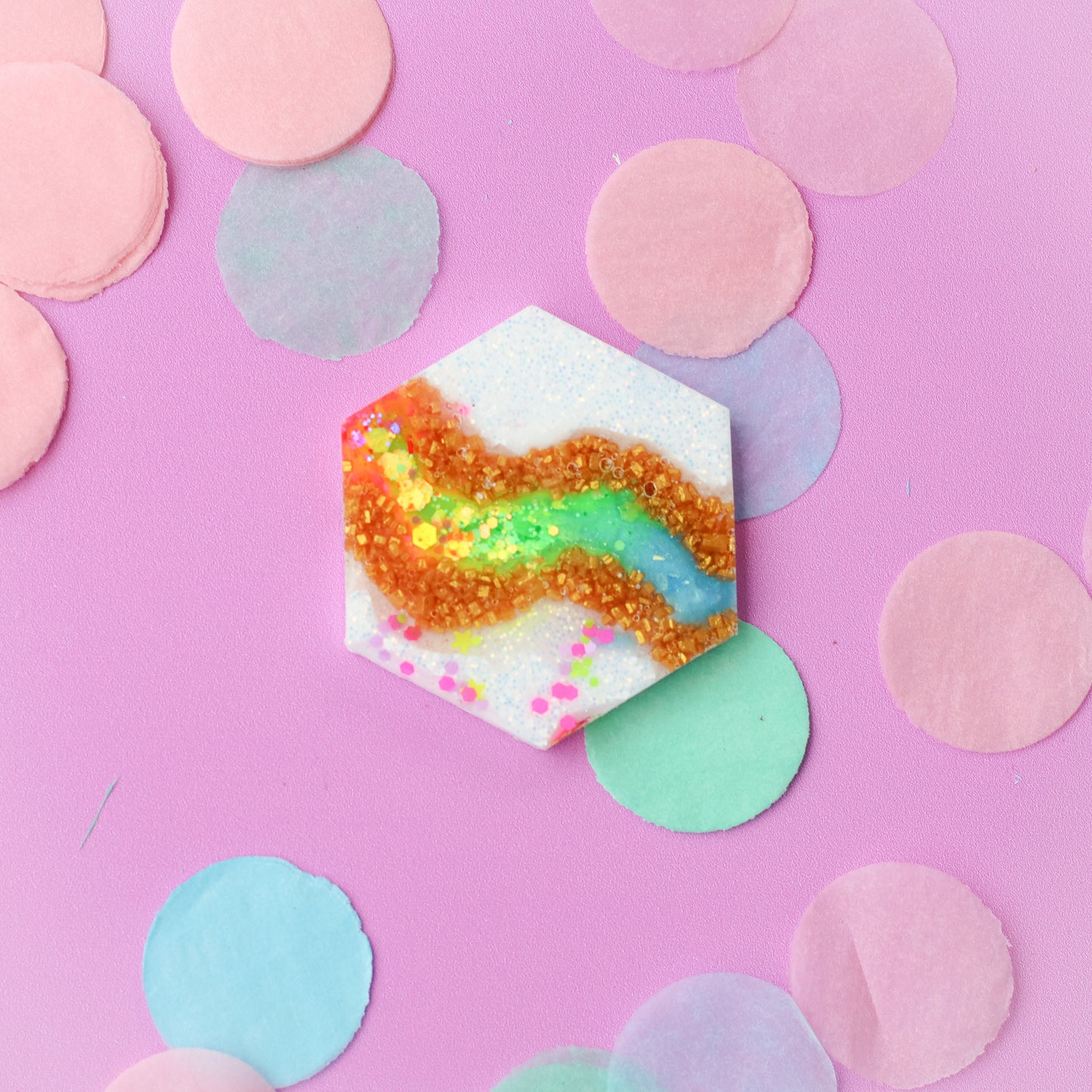 Medium Neon Hexagon Shaped Tag