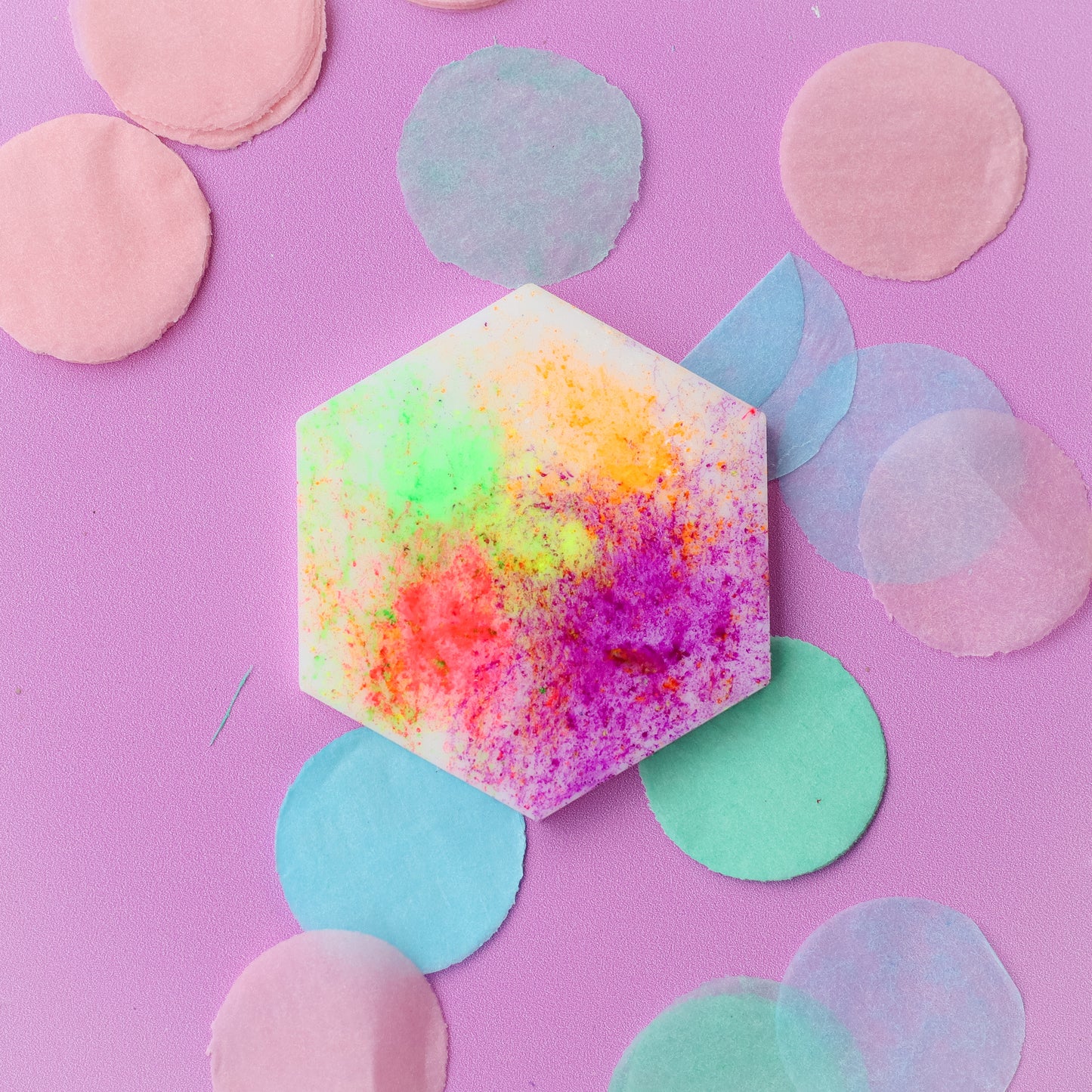 Large Neon Powder Hexagon Shaped Tag