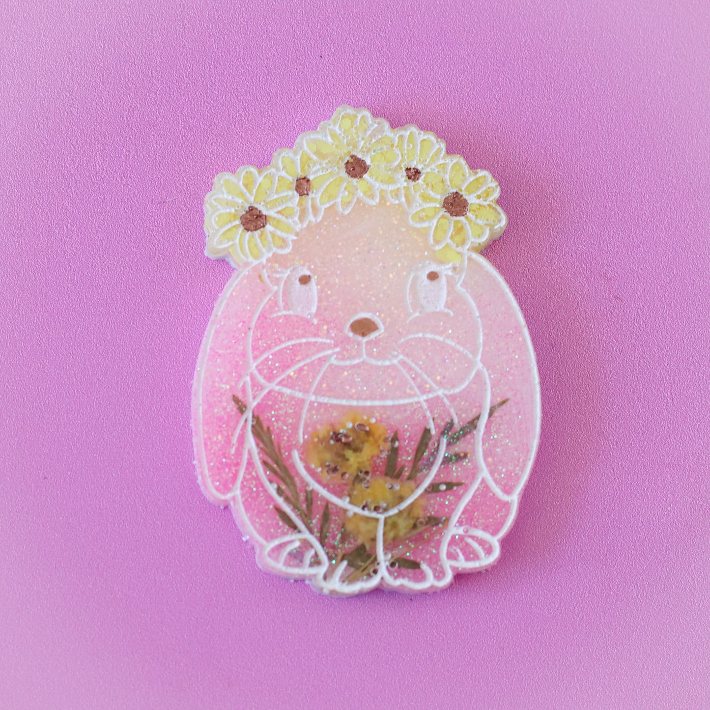 Medium Flower Crown Bunny Pet Tag