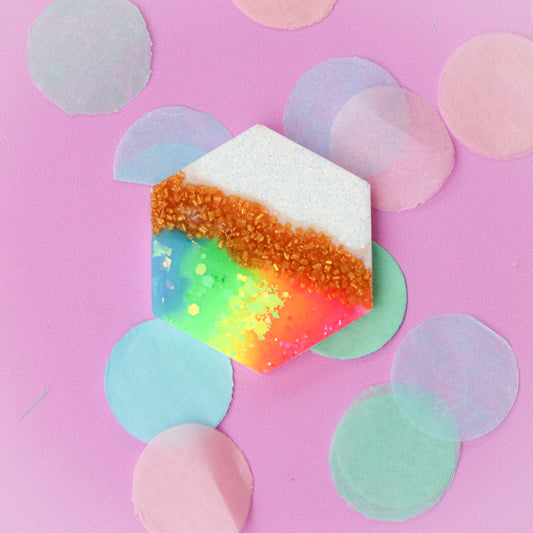 Medium Neon Hexagon Shaped Tag