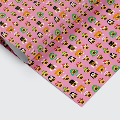 Hats on Dogs Wrapping Paper | Dog Christmas Gift Wrap Sheets
