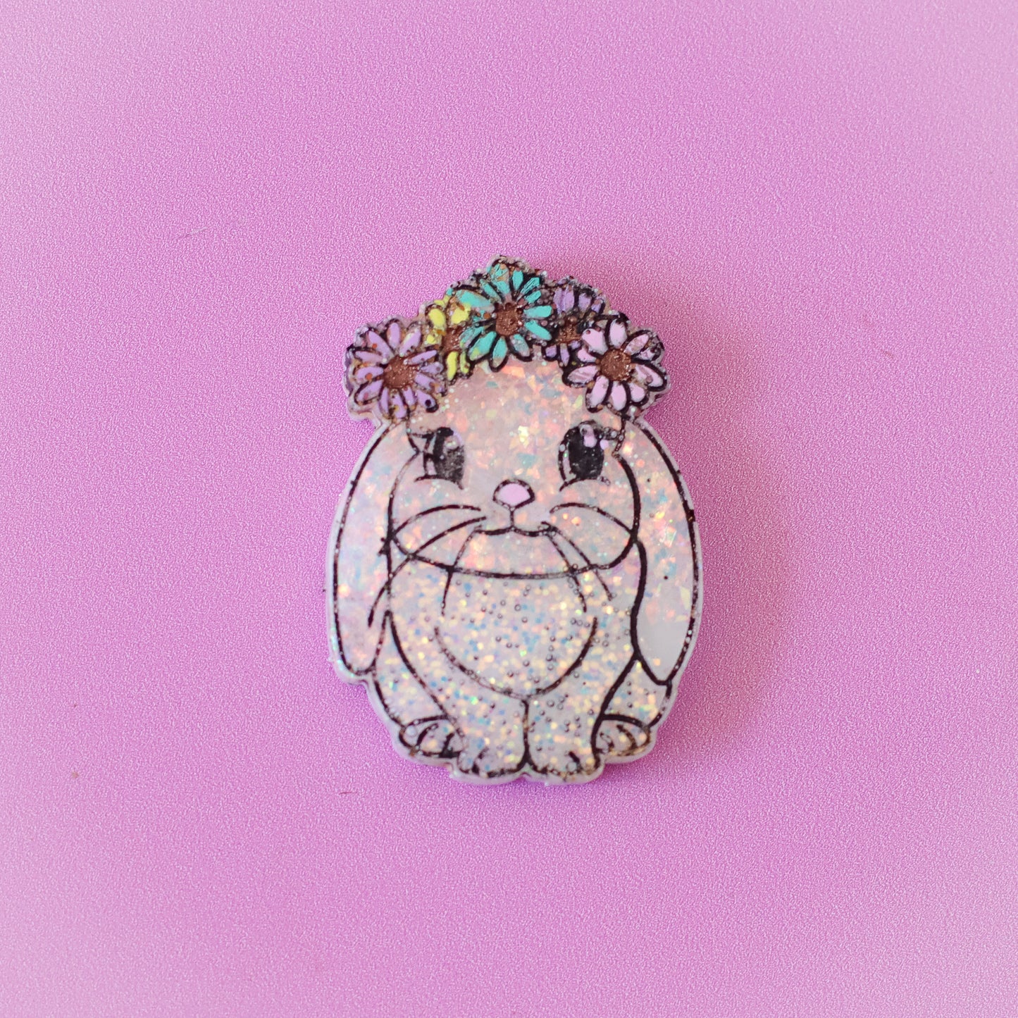Small Flower Crown Bunny Pet Tag