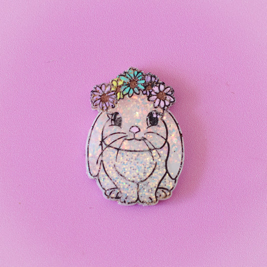 Small Flower Crown Bunny Pet Tag