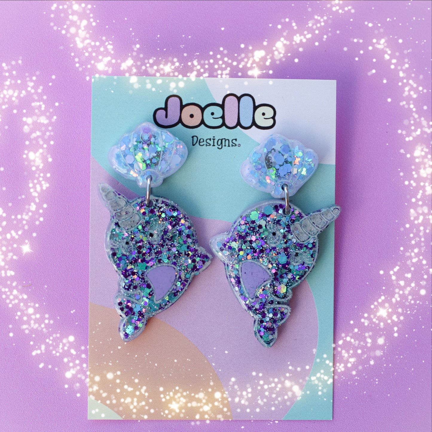 Shell & Narwhal Resin Drop Earrings