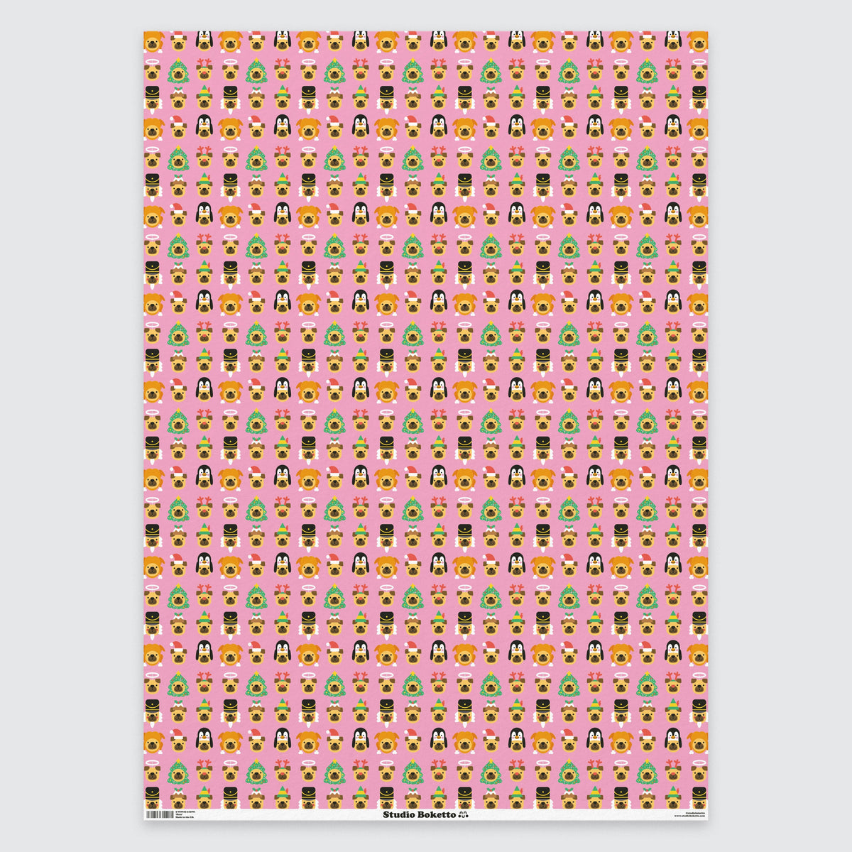 Hats on Dogs Wrapping Paper | Dog Christmas Gift Wrap Sheets