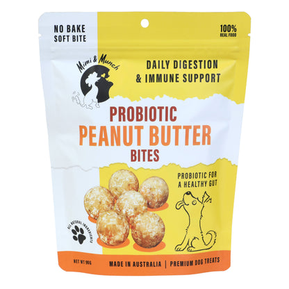 Mimi & Munch Probiotic Peanut Butter Bites Natural Dog Treats