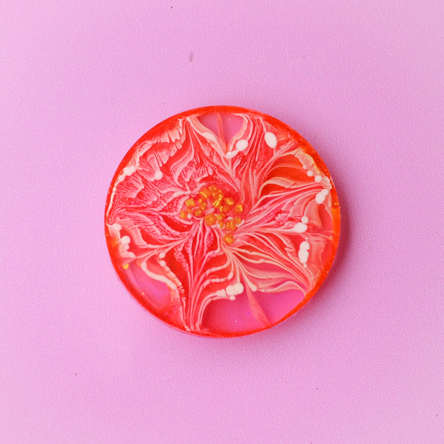 Large Neon Floral Circle Shaped Tag