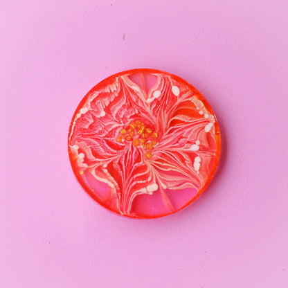 Large Neon Floral Circle Shaped Tag