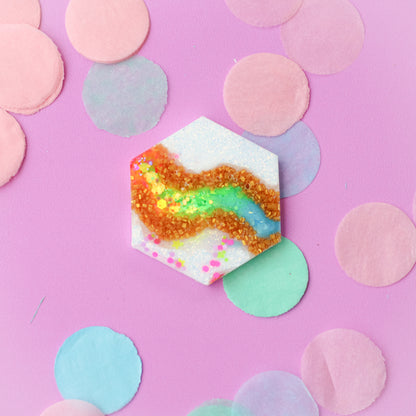 Medium Neon Hexagon Shaped Tag
