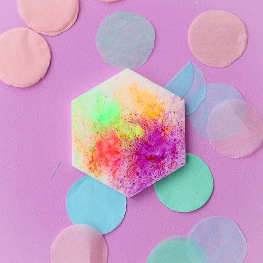 Large Neon Powder Hexagon Shaped Tag