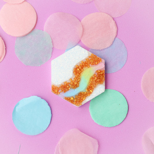 Small Pastel Hexagon Shaped Tag
