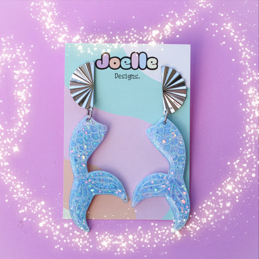Resin Mermaid Tail Drop Earrings