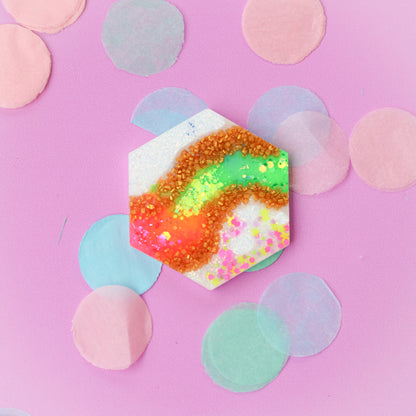 Large Neon Hexagon Shaped Tag