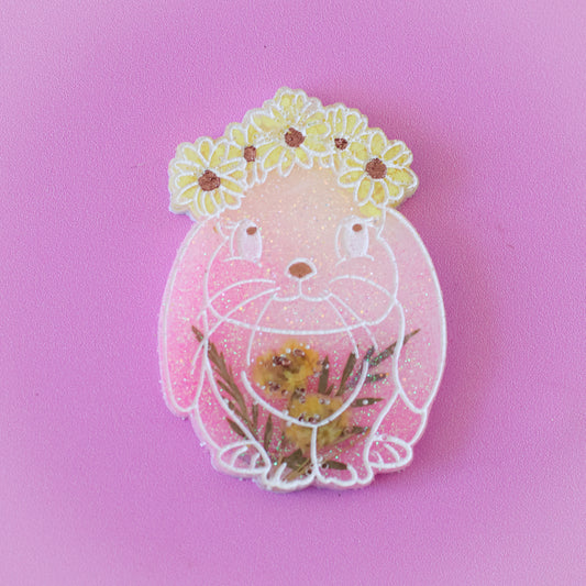 Medium Flower Crown Bunny Pet Tag