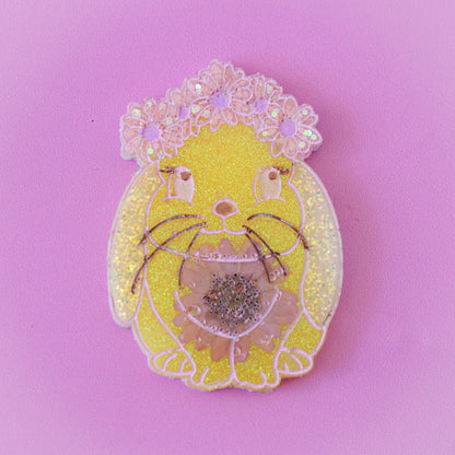 Large Flower Crown Bunny Pet Tag