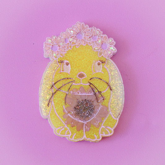 Large Flower Crown Bunny Pet Tag