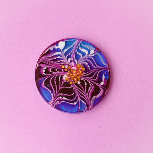 Large Floral Circle Shaped Tag