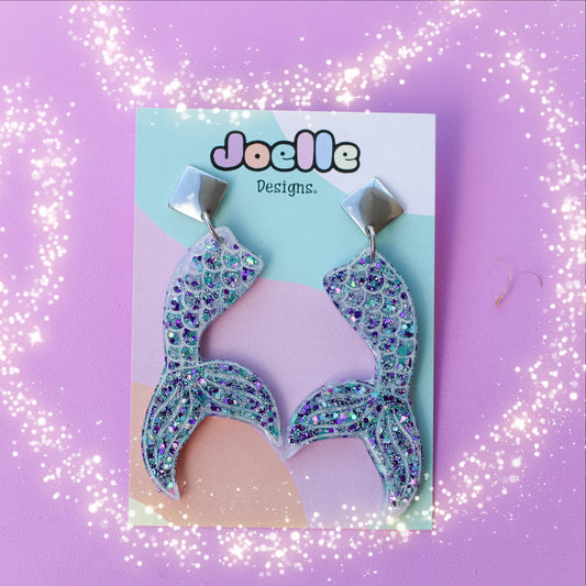 Resin Mermaid Tail Drop Earrings