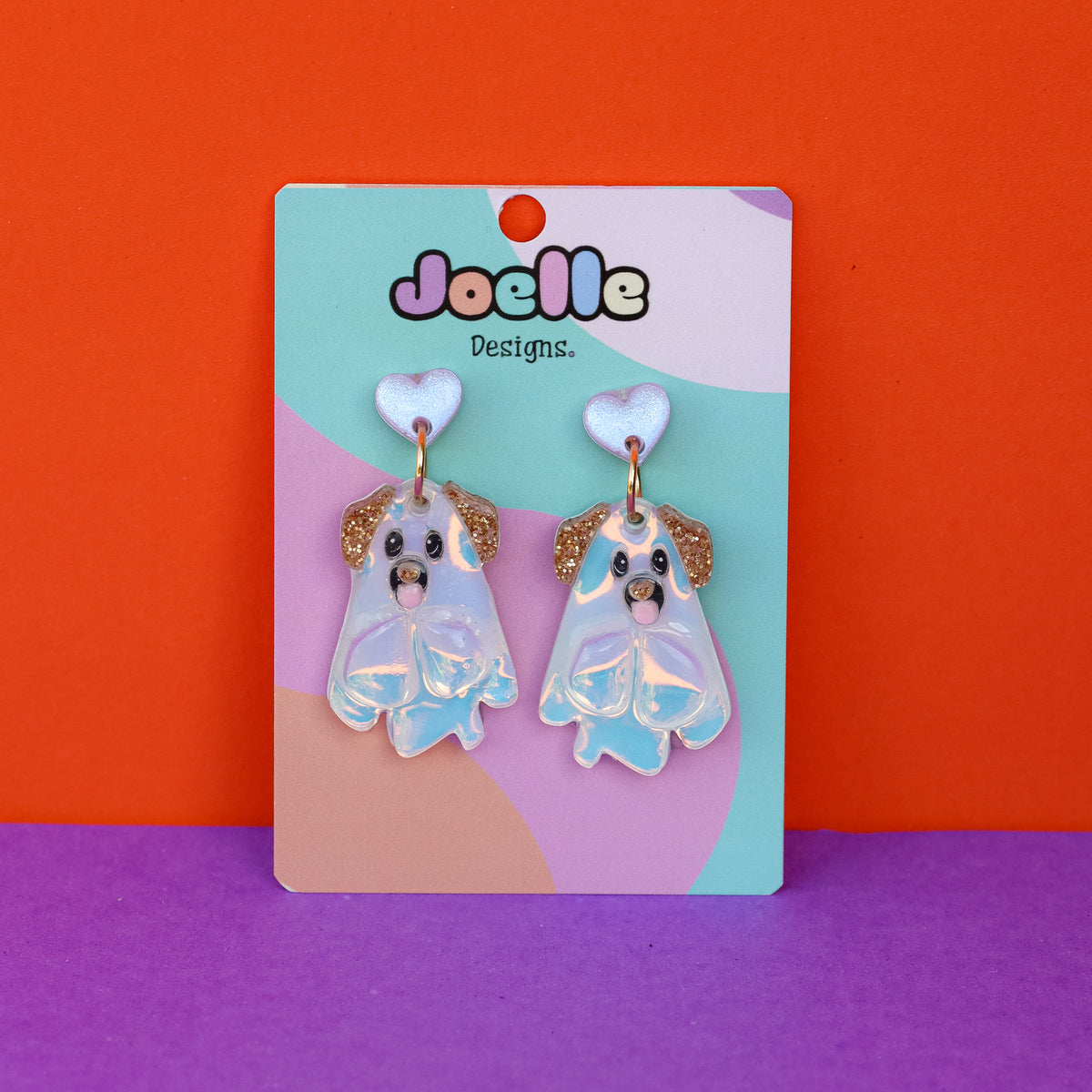Dog Ghostie Drop Earrings (glow in the dark)