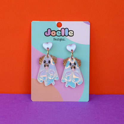 Dog Ghostie Drop Earrings (glow in the dark)