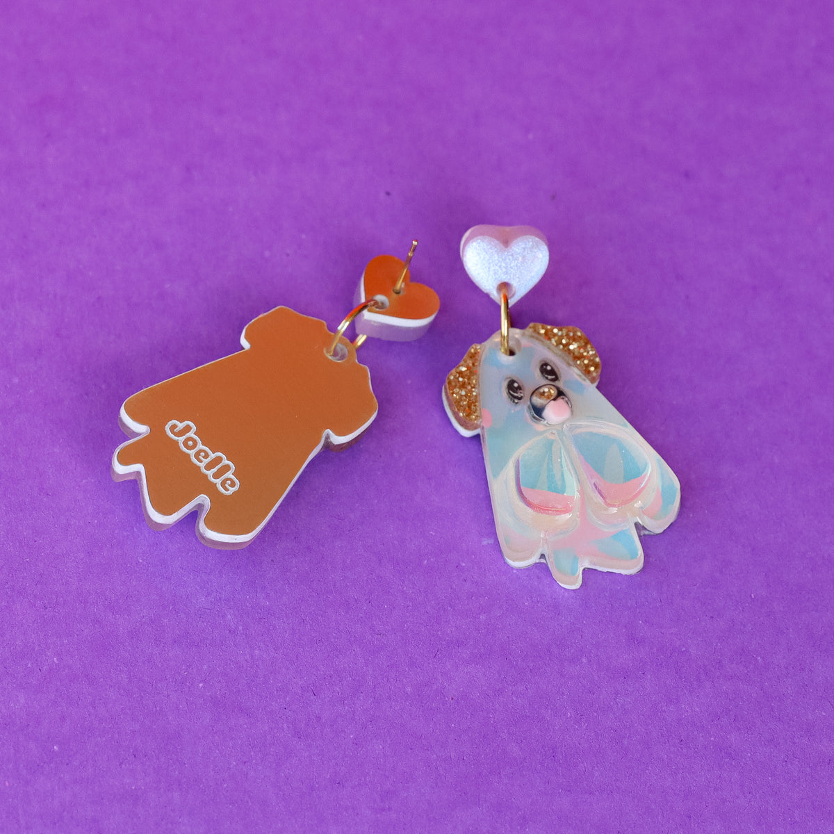 Dog Ghostie Drop Earrings (glow in the dark)