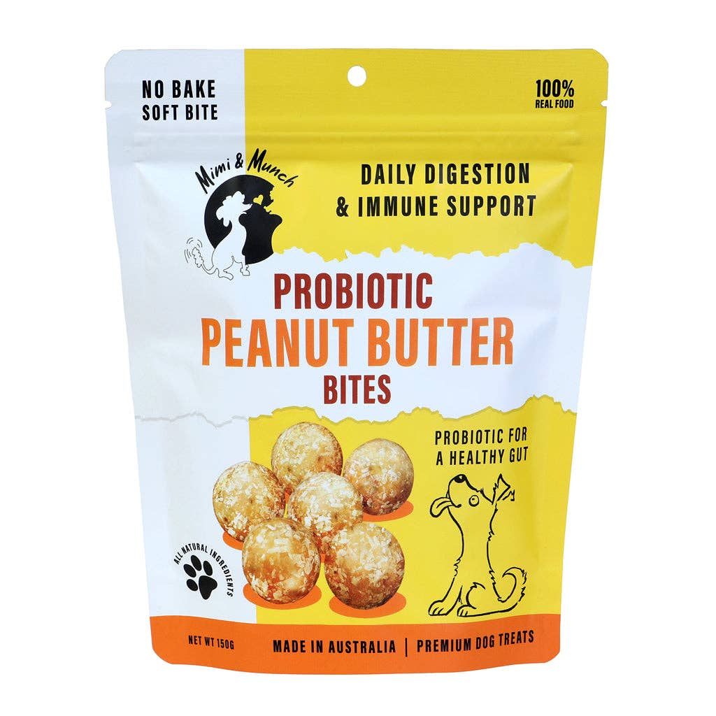 Mimi & Munch Probiotic Peanut Butter Bites Natural Dog Treats