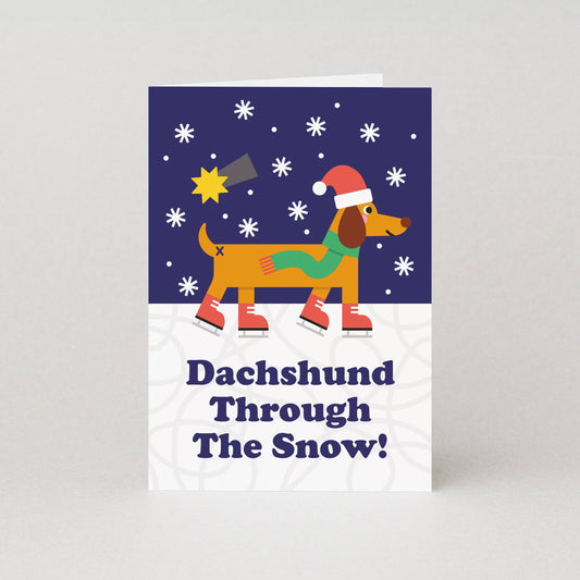 Dachshund Through The Snow Christmas Card