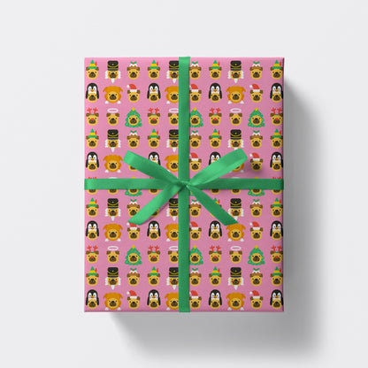 Hats on Dogs Wrapping Paper | Dog Christmas Gift Wrap Sheets
